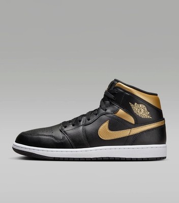 AIR JORDAN 1 MID Black/White/Metallic Gold  DQ8426-071  Men's Sizes.     #77
