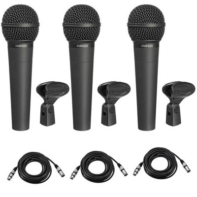 Behringer ULTRAVOICE XM8500 Dynamic Cardioid Vocal Microphones [3 Pack], Bundle