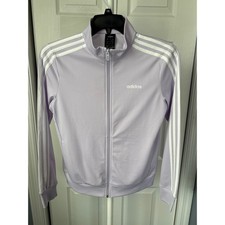 Adidas Womens Essentials 3-Stripes Track Jacket Lavender Purple Full Zip Small