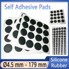 Round Silicone Rubber Feet Non Slip Anti Impact Self Adhesive Pads Black 4-179mm
