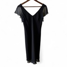 Jones New York Black Chiffon Flutter Sleeve Midi Dress – Size 4