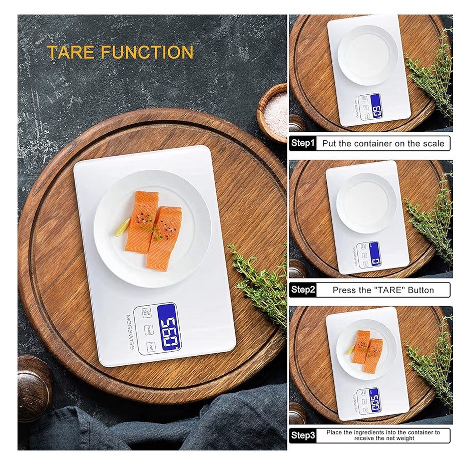 MegaWise Precision Kitchen Digital Food Scale 33lb 1g/0.04oz Precise Waterproof