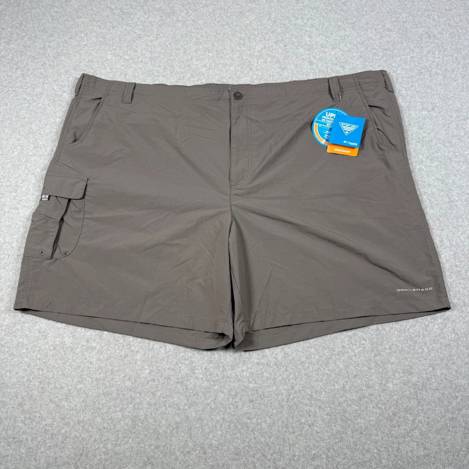 Columbia PFG Bahama II Shorts Mens 5X 8 Inseam Fossil Gray UPF 50 Fish XS