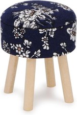 Dollhouse Stool Miniature Round Upholstered 1:12 Scale Wooden Stool