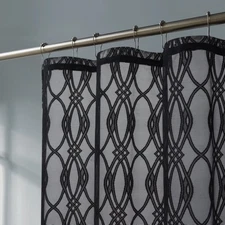 Modern Shower Curtain 84 Inches Long. Black Shower Curtain Fabric Features Mo...