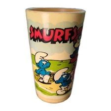Smurfs Vtg 1980 Deka Plastics Plastic Cup 10oz Drinkware Papa Smurf Smurfette