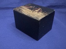 vecchia scatola laccata alta qualità pittura vernice slitta troika 9,8x7,8x6,5 cm