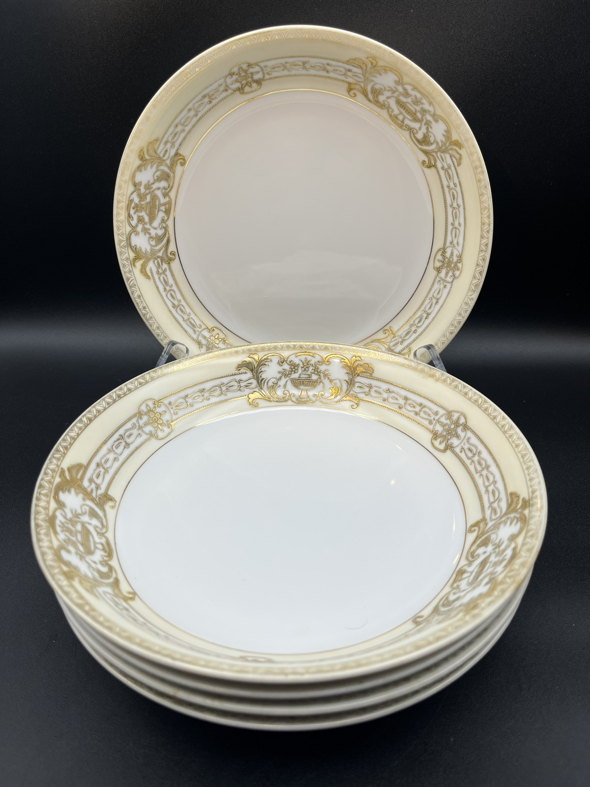 Set Of 5 Noritake 37532-77630 Hand Painted Gilded Soup Coup 7.5” Bowls