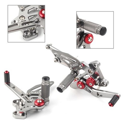 Hinten Set Rearsets Fußstütze Klammern für Kawasaki Ninja 250R 2008-2012 Grau