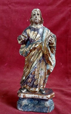 Exquisite 19th Cent. Woodcarved, Polichrome & Gilt SAINT JOSEPH, Brazilian Santo