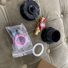 275-330 Gallon IBC Tote Tank Adapter 2.44" Fine Thread 1/2" Male NPT  3/4" GHT
