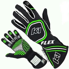 K1 Racegear    23 Flx Nfv M    Glove Flex Medium Black   Flo Green Sfi   Fia