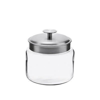 Anchor Hocking Montana Glass Jars with Fresh Sealed Lids, Brushed Metal, 64 o...