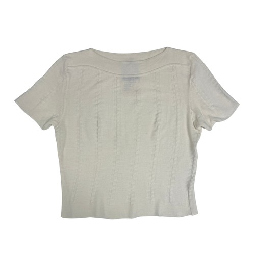 Claude Montana, STATE OF CLAUDE MONTANA Vintage S Cream Viscose Knit Crop Boatneck Top - 1990s