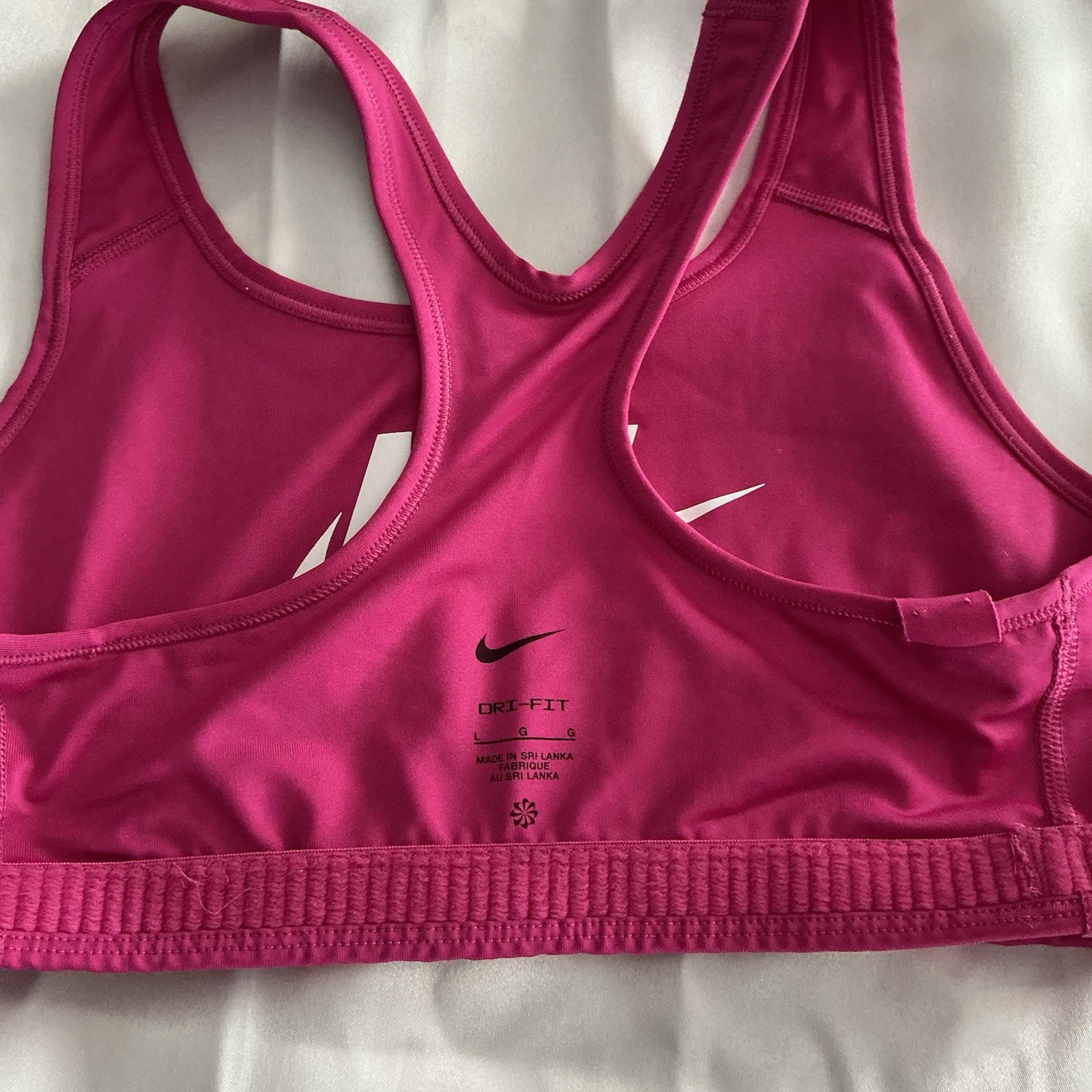 Nike Dri-FIT Women’s Pink Racerback Pullover Wireless Logo Sports Bra L G