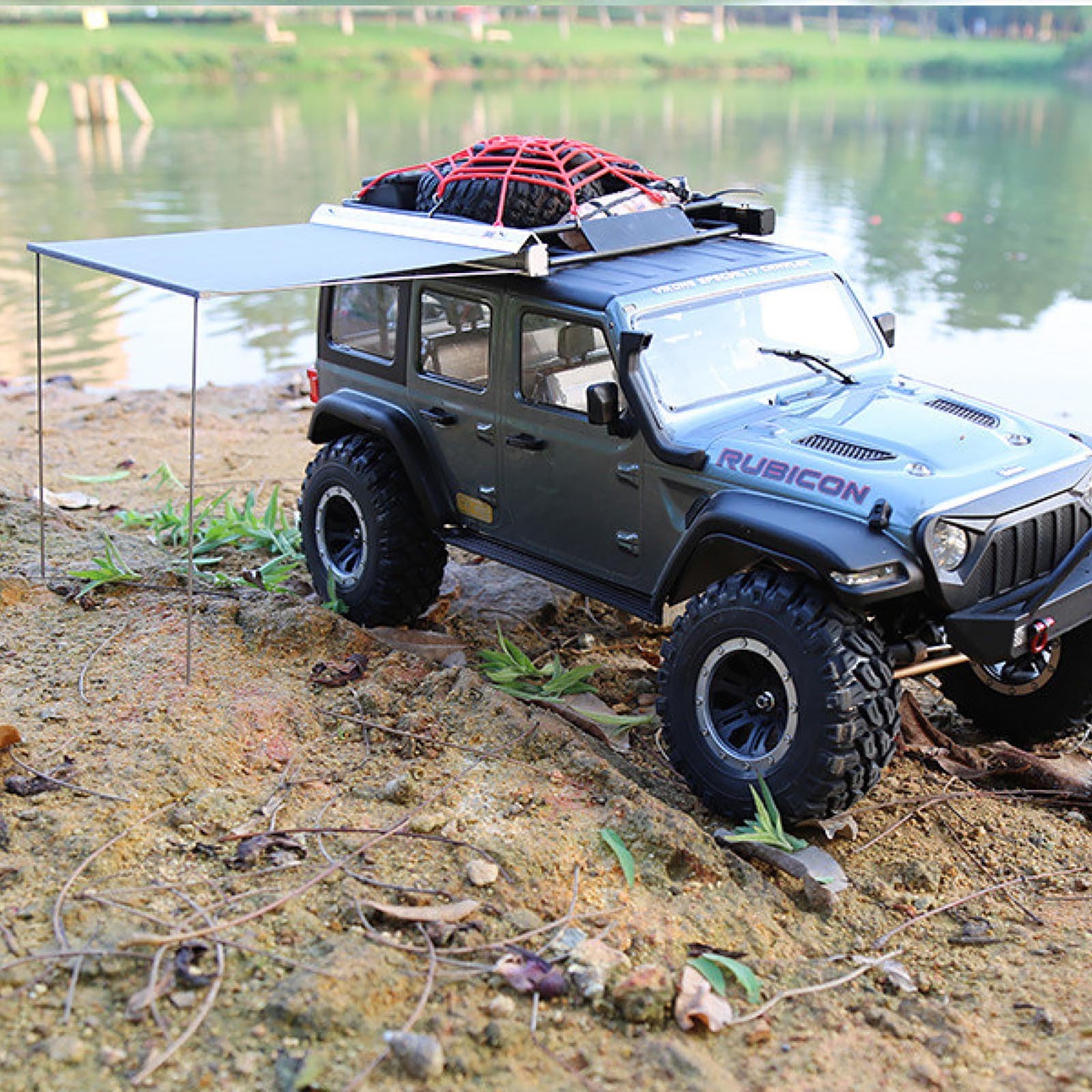 Silver Simulation Rooftop Side Tent for SCX10 D90 TRX4 1/10 1/8 RC Car E