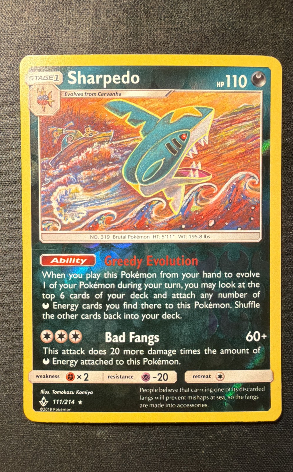 Sharpedo 111/214 Sm-Unbroken Bonds Reverse Holo