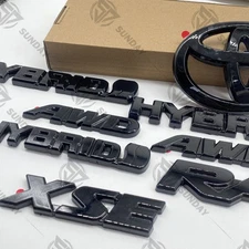 8pcs GLOSS BLACKOUT EMBLEM OVERLAY KIT FOR RAV4 HYBRID XSE AWD BADGE 2019 - 2025
