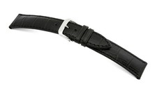 RIOS1931 Embossed Alligator Grain Watch Band Strap 19 mm Black "LOUISIANA"