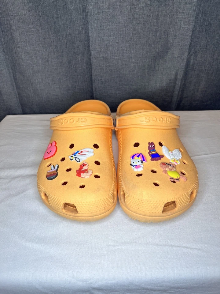 Zuecos Crocs Naranja Barco Zapatos Impermeables Hombres 8 Mujeres 10 Con Dijes Jibbitz Foto 3 de 4