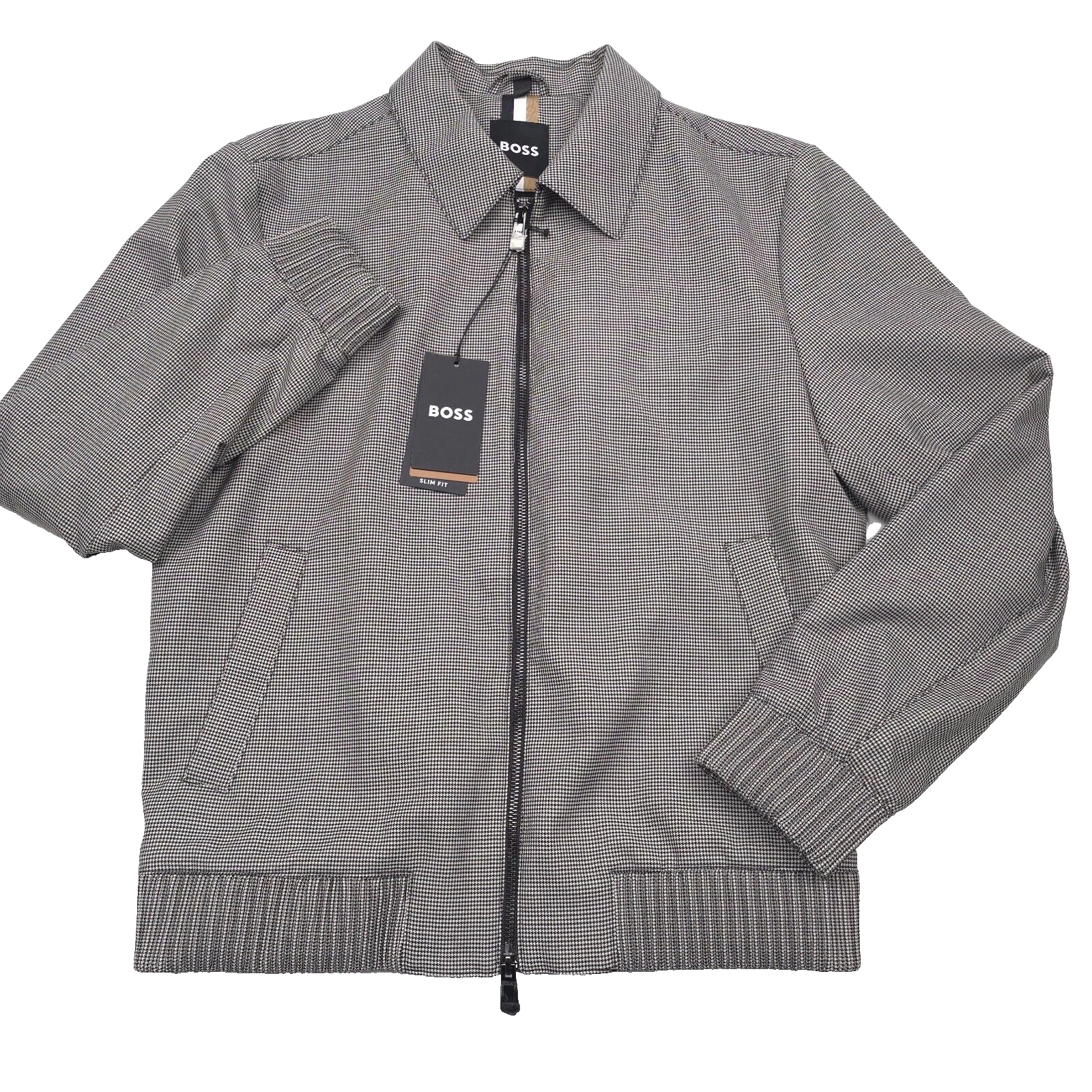 Hugo Boss C-Hanry-Wing Jacket Mens 40R Houndstooth Slim Fit Wool Full Zip NWT image 1