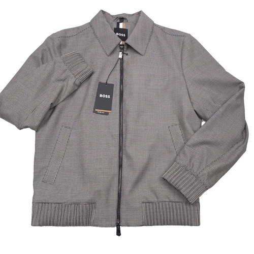 Hugo Boss C-Hanry-Wing Jacket Mens 40R Houndstooth Slim Fit Wool Full Zip NWT - product listing photo