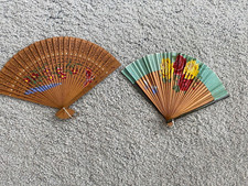 Set of 2 Vintage wooden fans decorative