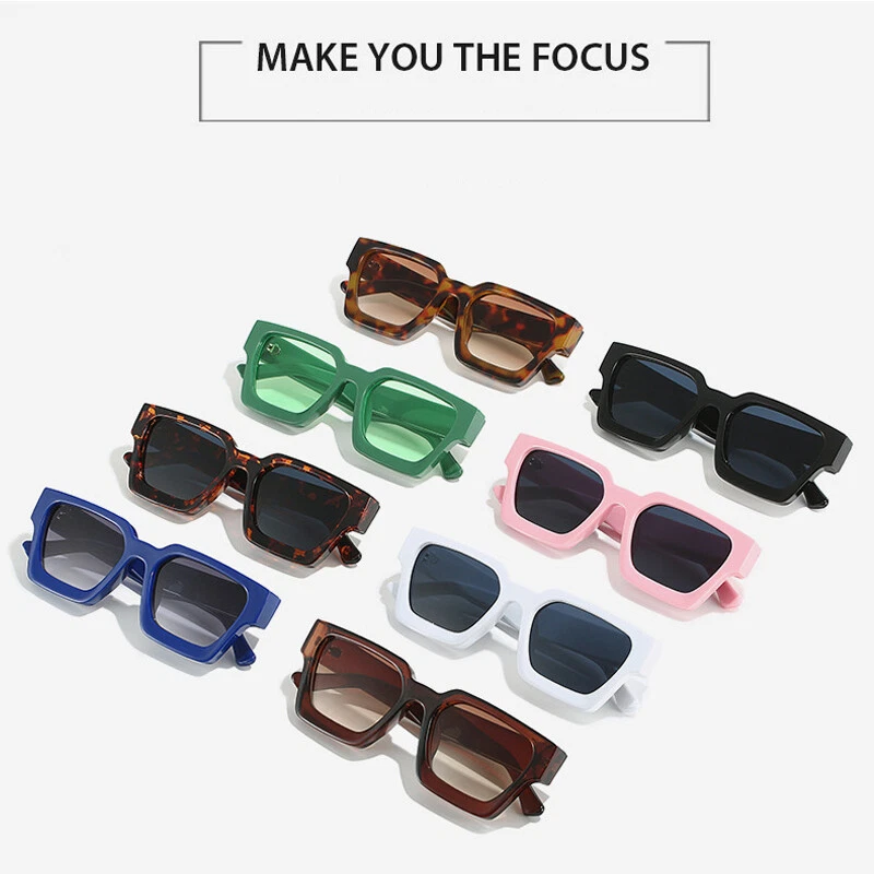 Gafas de sol gruesas cuadradas de moda retro gruesas rectangulares parasol gafas UV400 Foto 4 de 4