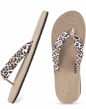 Women's Bohemian Style Flip Flop Sandal Leopard Rope Printing size 40