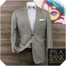 JOS A BANK Mens Blazer Sport Coat Casual Jacket Size 40R Wool Silk Suit