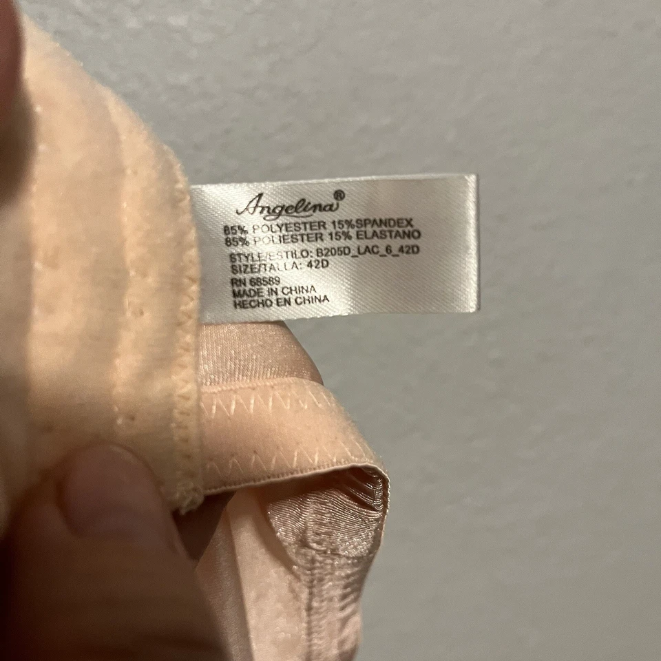 Angelina Blush Pink Padded Underwire Bra/ Lace Cup Size 42D - Image 4 of 4