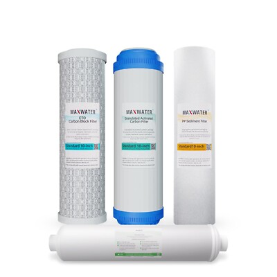 Max Water Reverse Osmosis PP Sediment, GAC, CTO, Post Carbon Filters Set