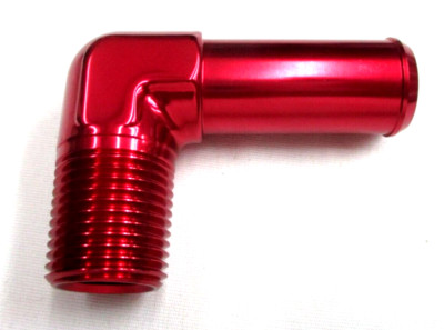 1/2'' NPT to 3/4''id hose  90 degree push on hose barb Polished Red anodized Alum