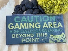 Funny Gaming Area Sign Gift Small Gamer Wall Decor Wooden Plaque Man Cave Room