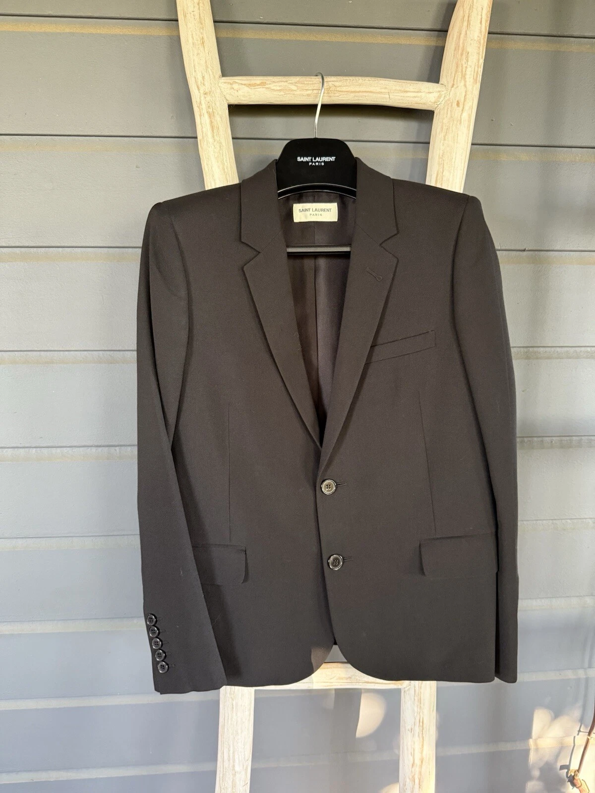 SAINT LAURENT (YSL) ✨ SAINT LAURENT Blazer 2 bottoni lana nero nuovo aderente Cappotto FR 40 Medium US 6