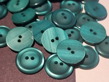 12 Emerald Green 2mm rim domed center 2-hole sew-through buttons 3/4" 20mm