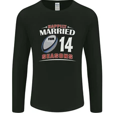14 Year Wedding Anniversary 14th Rugby Mens Long Sleeve T-Shirt