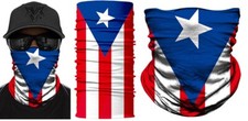 PUERTO RICO FLAG HEAD WEAR STRETCH NECK GAITER MULTI SCARF BANDANA Black or Blue