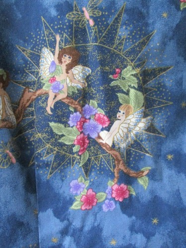 Cherokee Scrub Top Size XS Blue Background -Angels/Celestrial Button Down Front - Picture 6 of 6