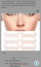 Frecklyz Waterproof Freckles - Pack of 6 Temporary Tattoo Face Stickers - NEW
