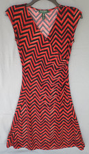 Lauren Ralph Lauren Sleeveless Dress Womens Size PXS Red Black Zig Zag 37" Long
