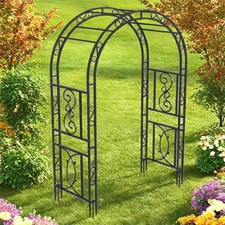 Tall Garden Arch Trellis w/ Floor Prongs Metal Arbor For Climbing Plants Wedding