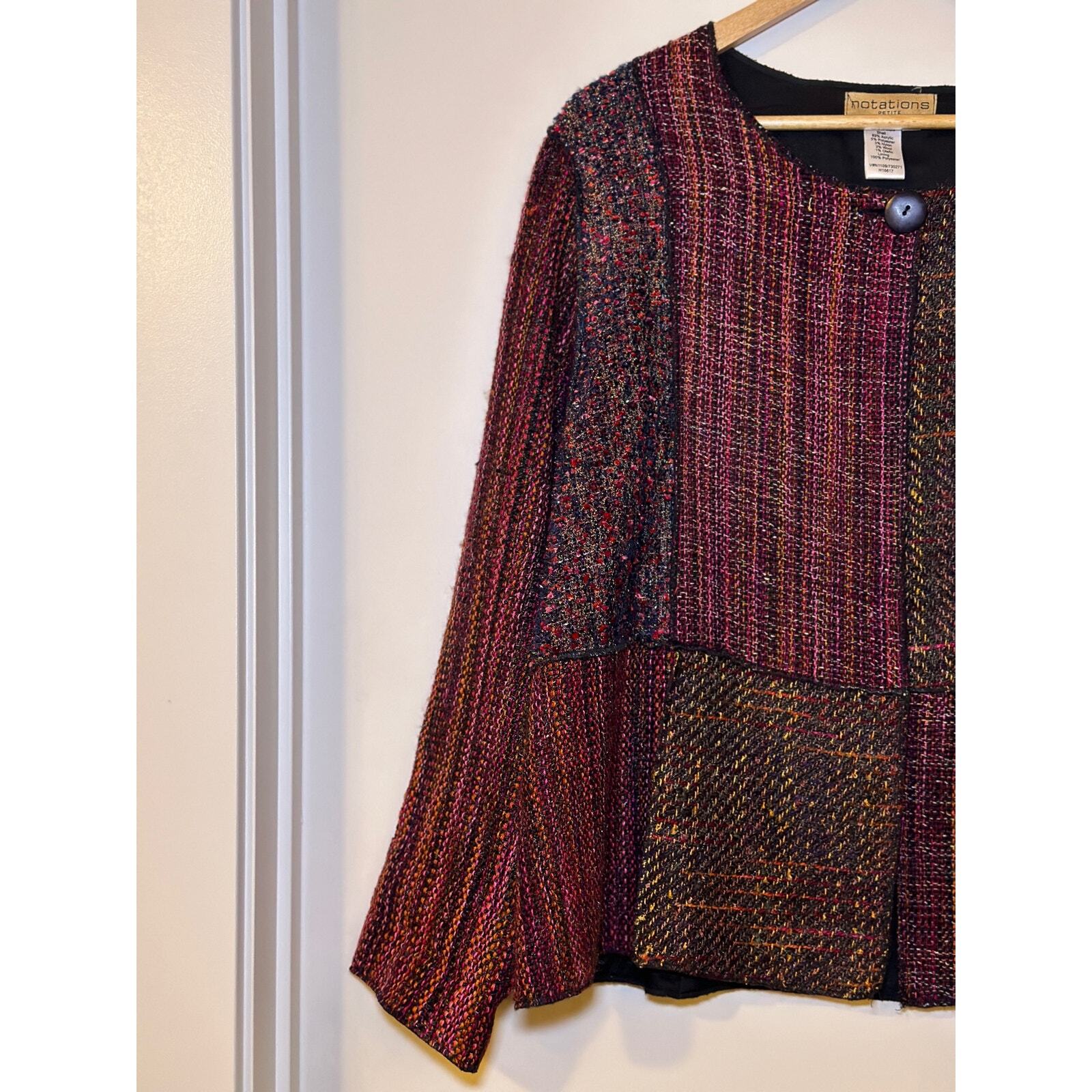 Notations Womens Multicolor Tweed Patchwork Lagen… - image 2