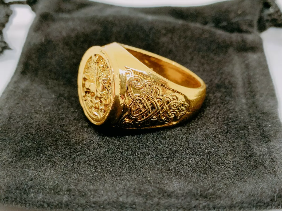 Greek Mythology Knight Templar Statement Mens Ring Vintage Yellow Gold  Antique Punk Carved Religion Rings for Women Jewelry - AliExpress