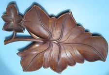 Wooden Chip and Dip Leaf Shaped Tray 14" x 9.25" x 1.5"