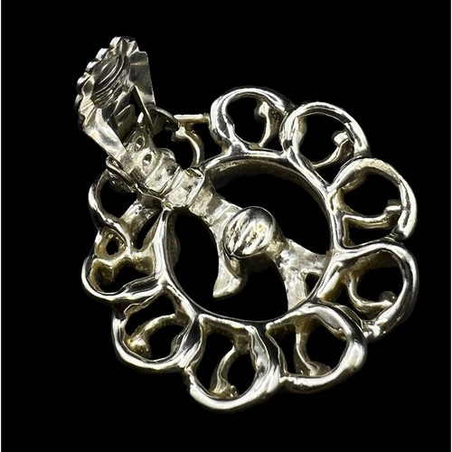 Vintage Sarah Coventry Clip On Silver Tone Earrings 1950s Fancy Free Flower - Picture 11 of 11