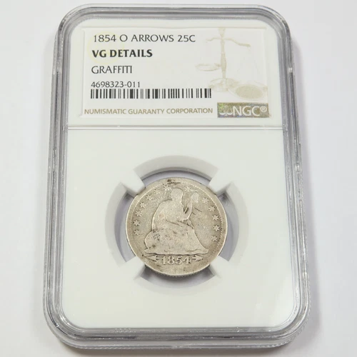 1854 O NGC VG Detail - Seated Liberty Quarter ARROWS - 25c US Coin #45818A