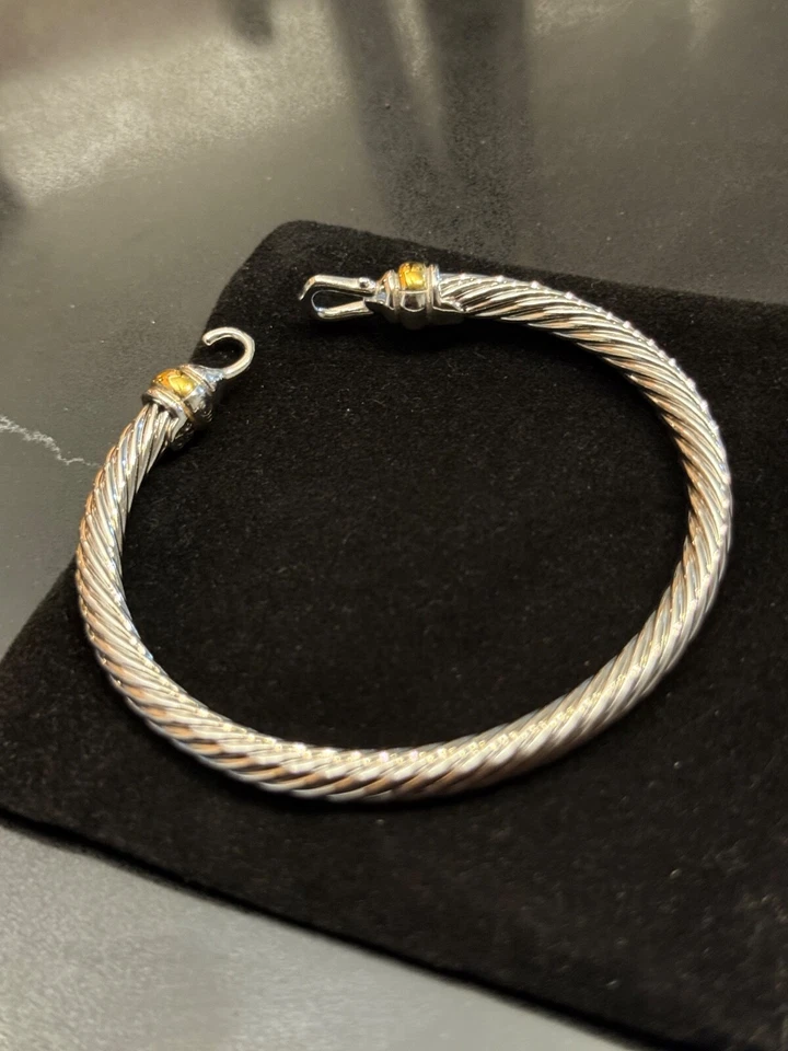 Brazalete David Yurman Clásico 925 SS Cable 18k Hebilla 5mm Foto 2 de 4