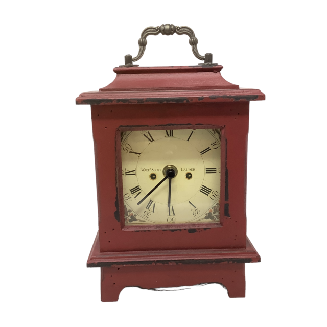 Mantle Clock Red Distressed Reproduction Hobby Lobby Wood Battery Quartz READ