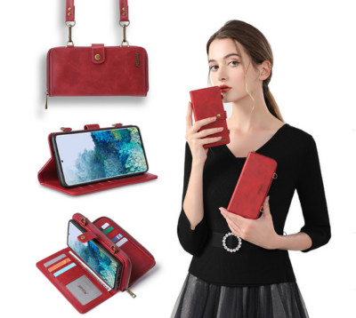 Detachable Crossbody Leather Card Magnetic Removable Phone Wallet Case Cover